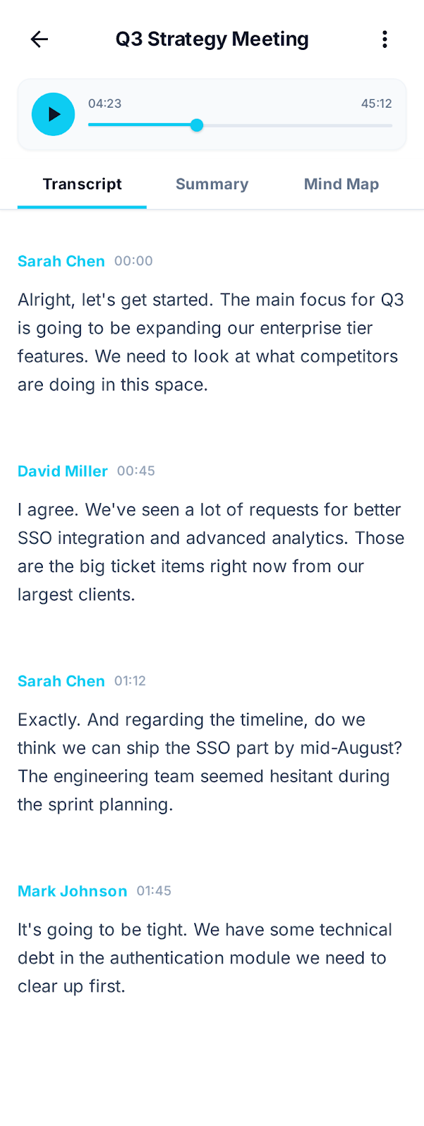 NoMeet Transcript View